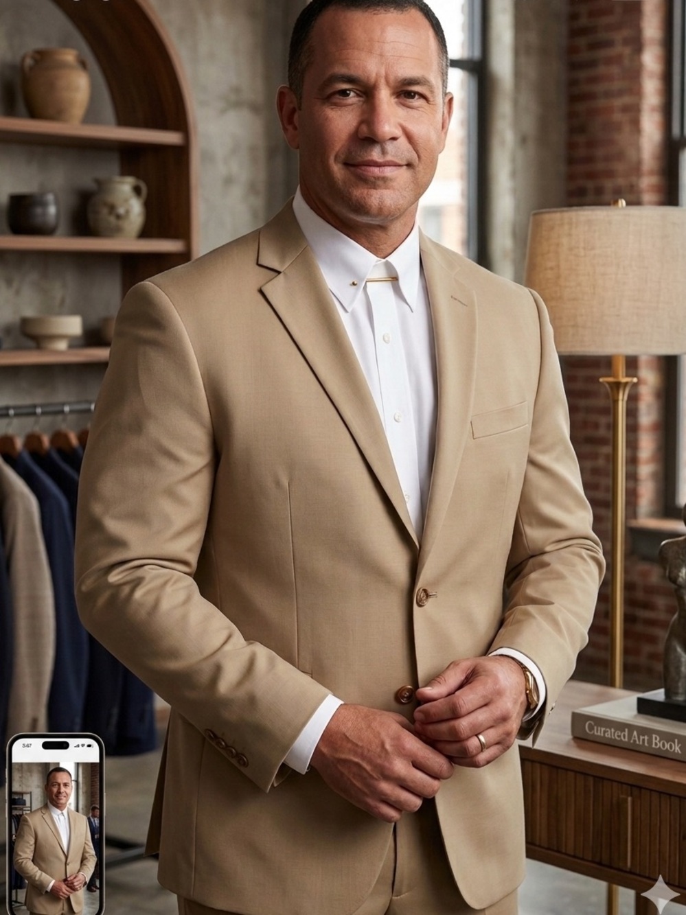 Men's Turnbury-Tan Sport Coat - Classic Two-Button Blazer